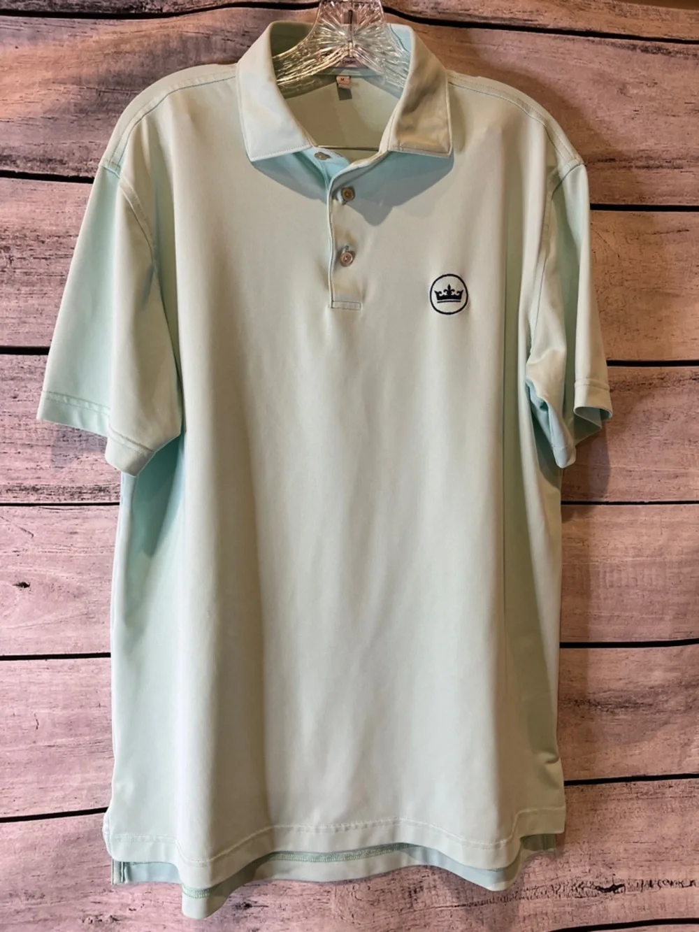 Peter Millar Summer Comfort Light Teal Blue Crown Logo Polo - Picture 2 of 7